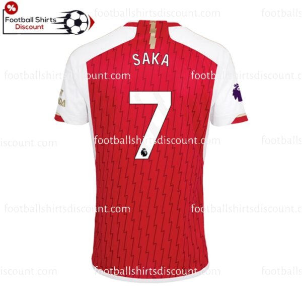 the back of Arsenal Home Saka 7 Men Football Shirt Discount 2023/24