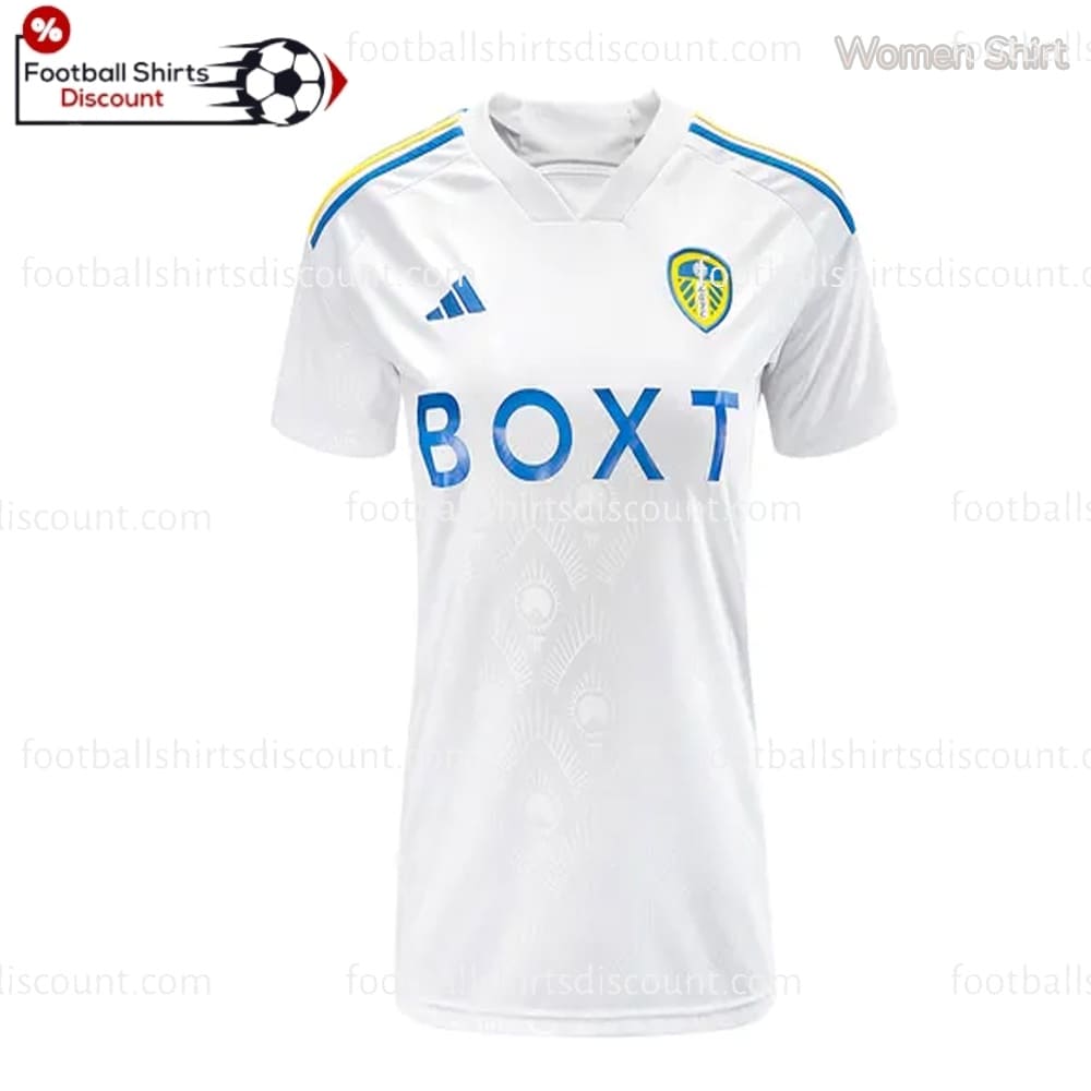 the front of Leeds United Home Women Football Shirt Discount 2023/24