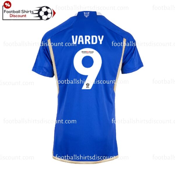 the back of Leicester City Home Vardy 9 Men Football Shirt Discount 2023/24