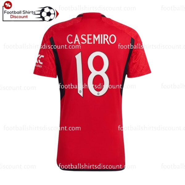the back of Manchester United Home Casemiro 18 Men Football Shirt Discount 2023/24