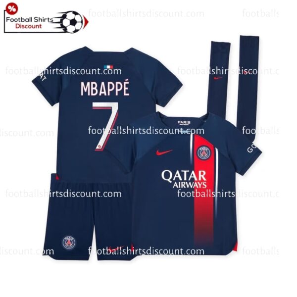 PSG Home Mbappe 7 Kid Football Kit Discount 2023/24