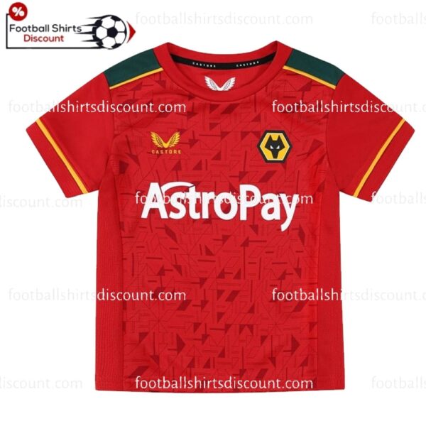 the front of Wolves Away Kid Football Kit Discount 2023/24