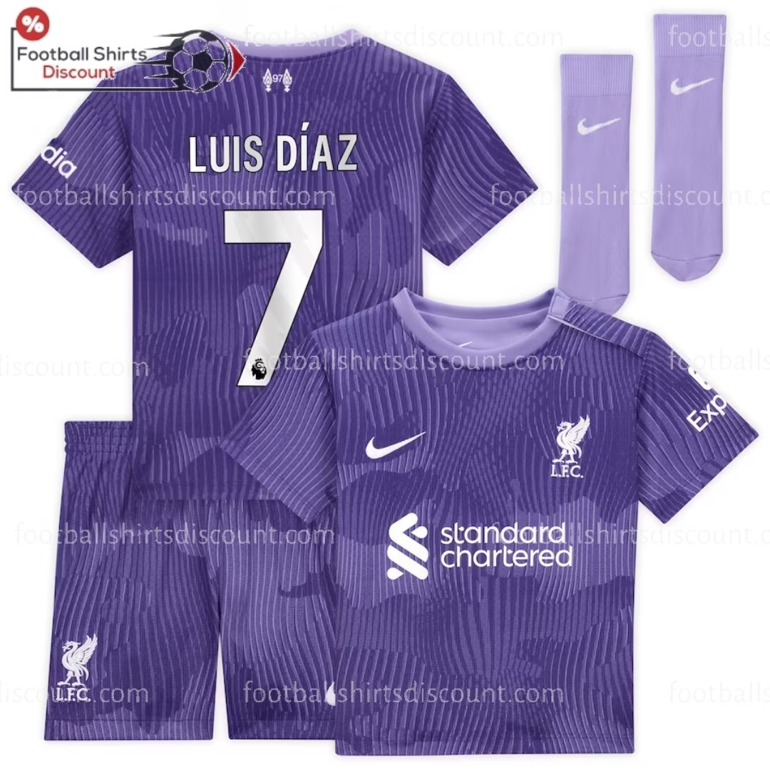 Liverpool Third Kid Kit 2023-24 Luis Diaz 7