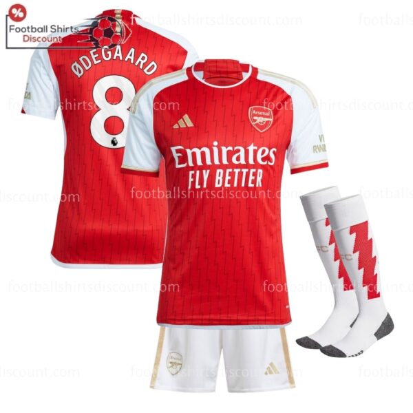 Arsenal Home Kid Kit 2023-24 Ødegaard 8 Printed