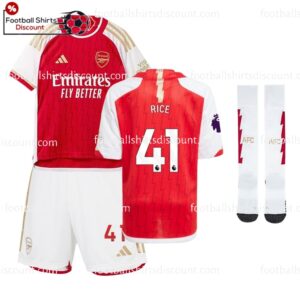 Arsenal Rice 41 Home Kid Football Kit 23 24