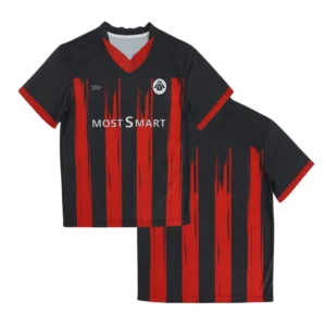 Men's Classic V Neck Football Shirt - Black Red, Stretch Fabric