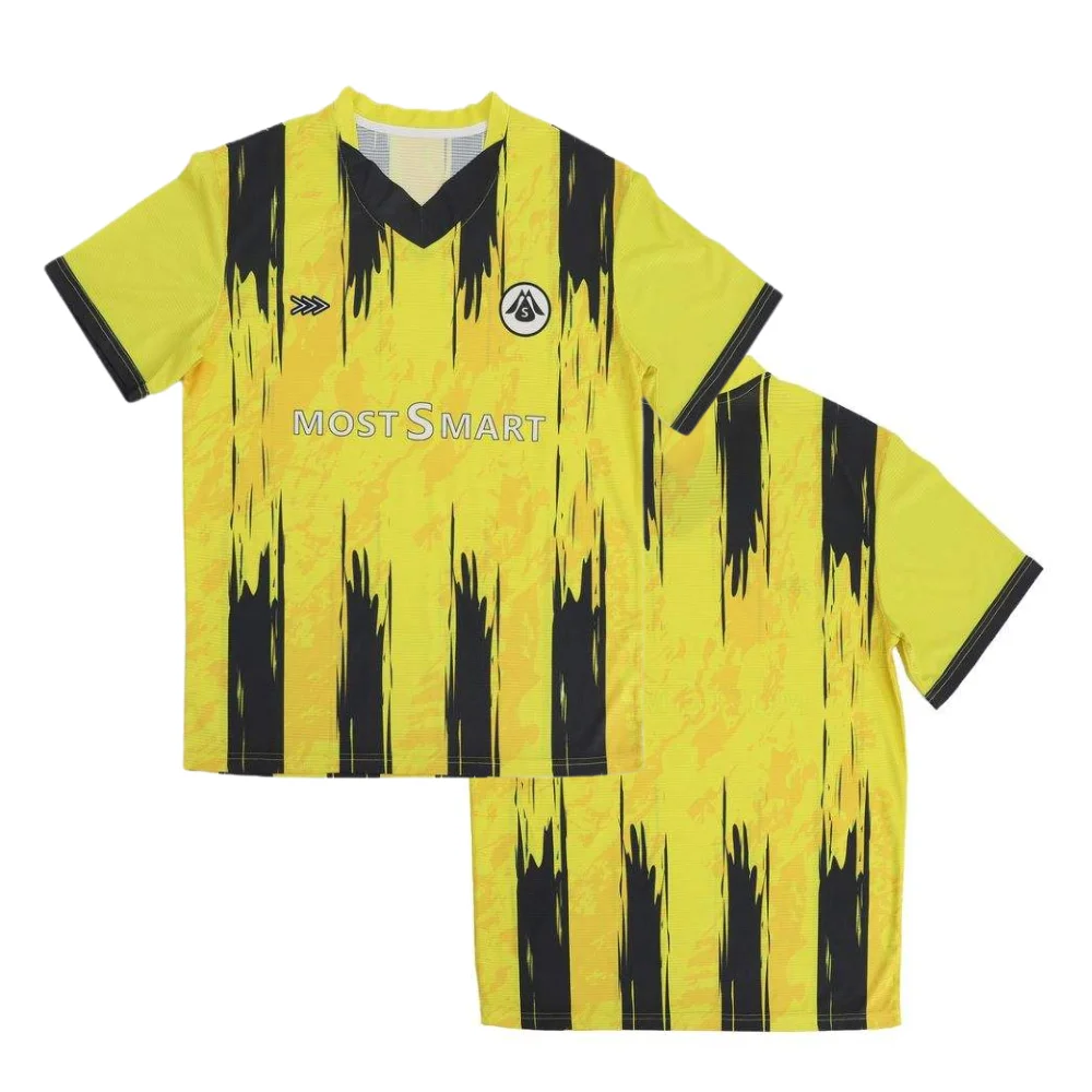Men's Classic V Neck Football Shirt - Black Yellow, Breathable Mesh