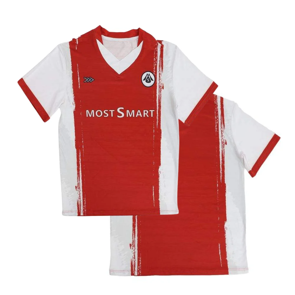 Men's Classic V Neck Football Shirt - White Red, Lightweight