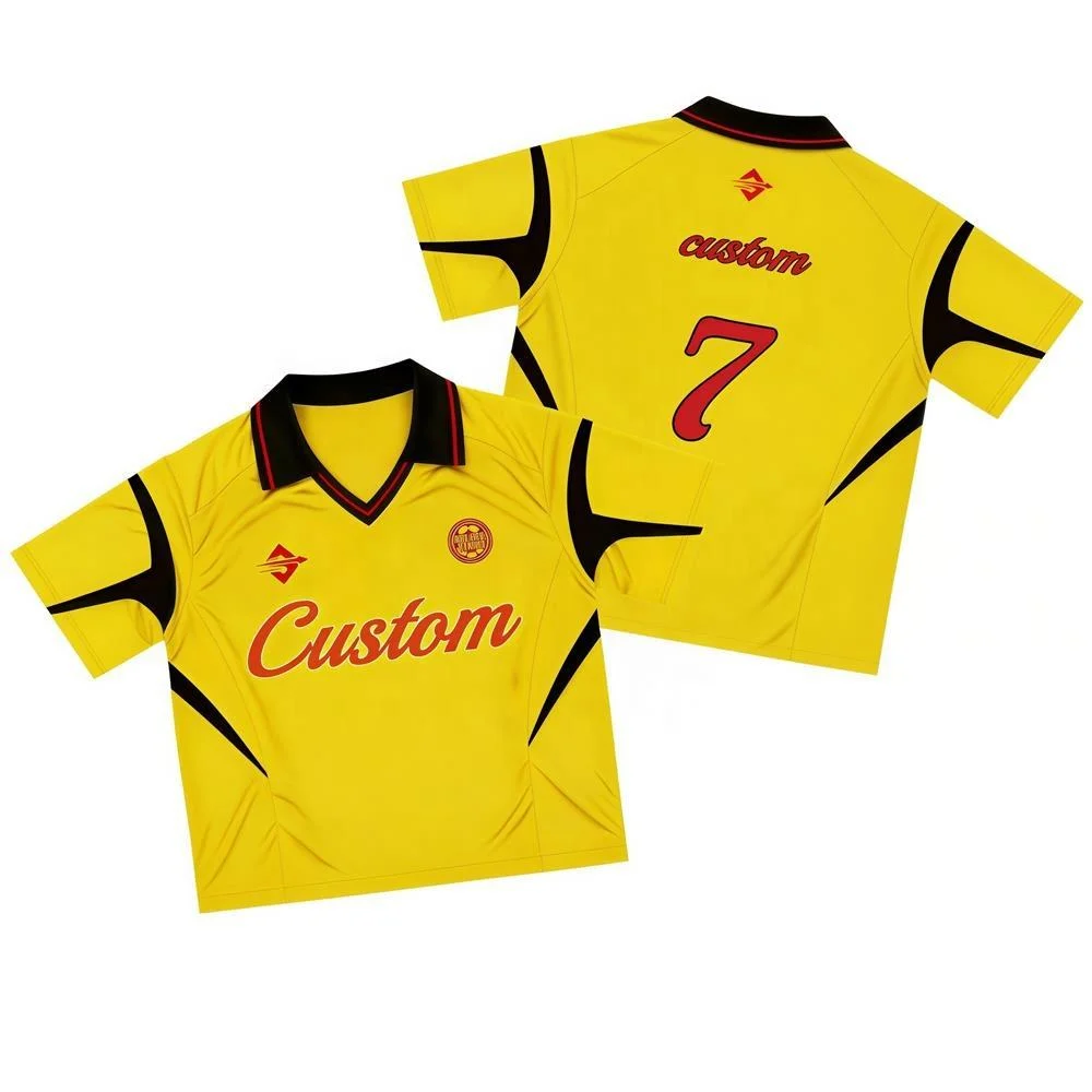 Men's Classic V Neck Football Shirt - Yellow, Quick-Dry