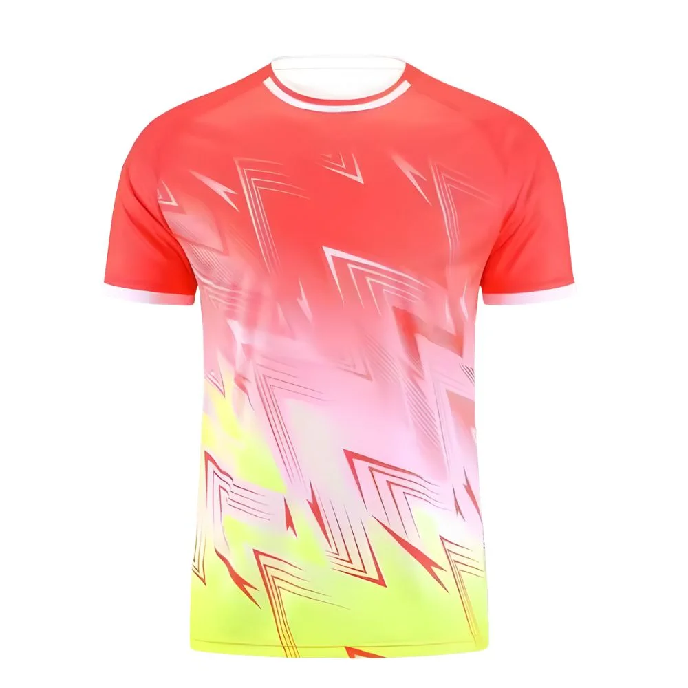 Men's Training Football Shirt — Coral Red Gradient, Quick-Dry - Front view