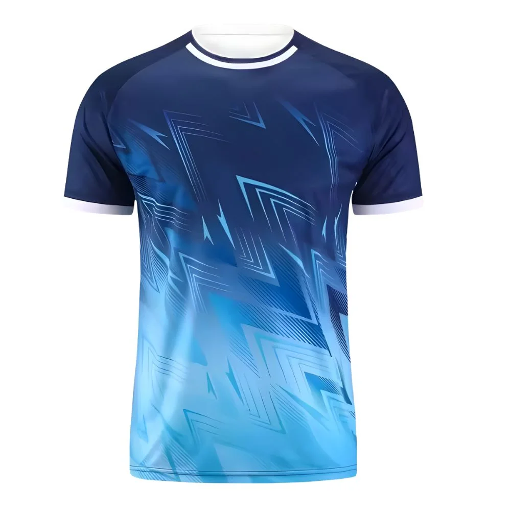 Men's Training Football Shirt — Navy Blue Gradient, Breathable Mesh - Front view