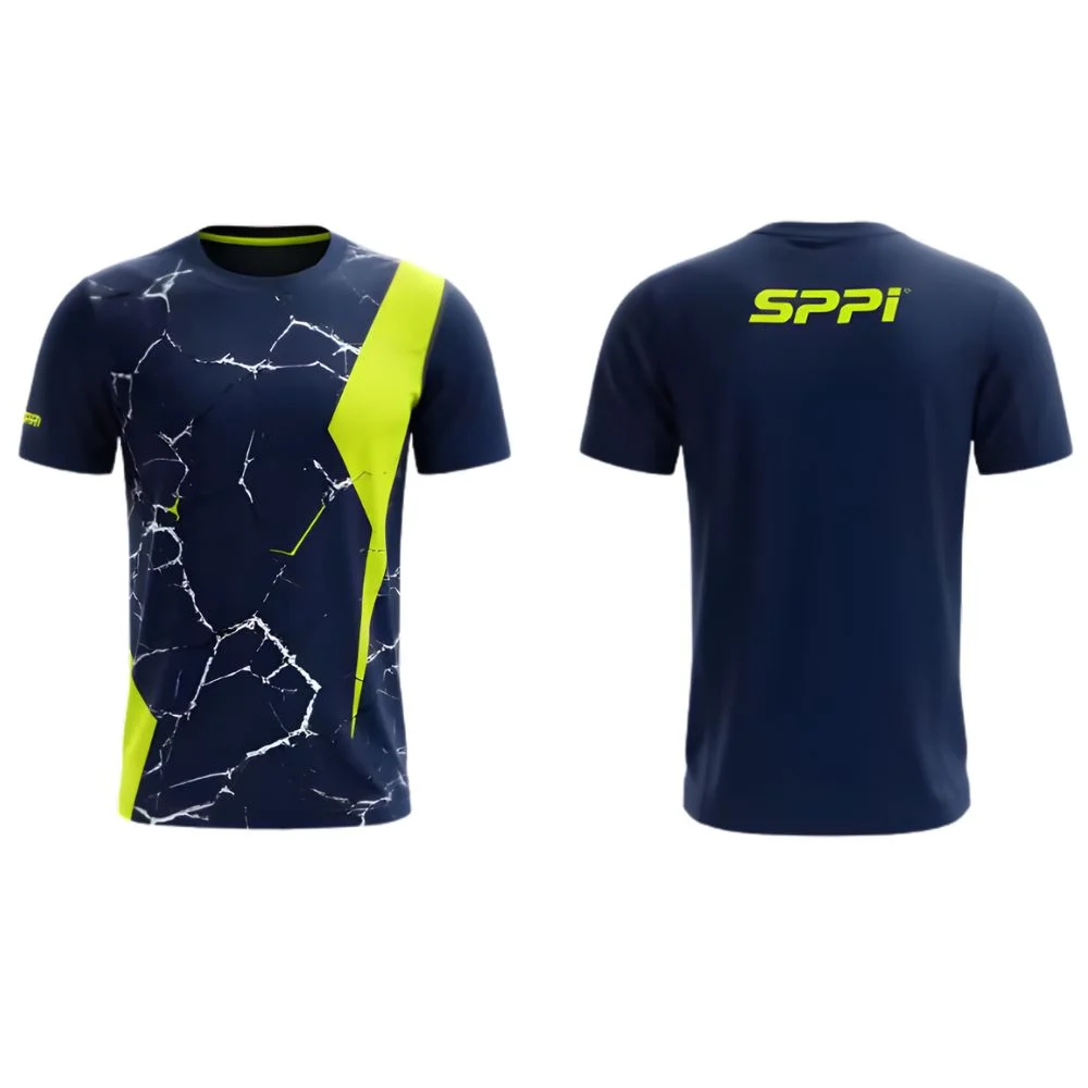 Men's Training Football Shirt — Navy & Volt Strike, Lightweight - over view