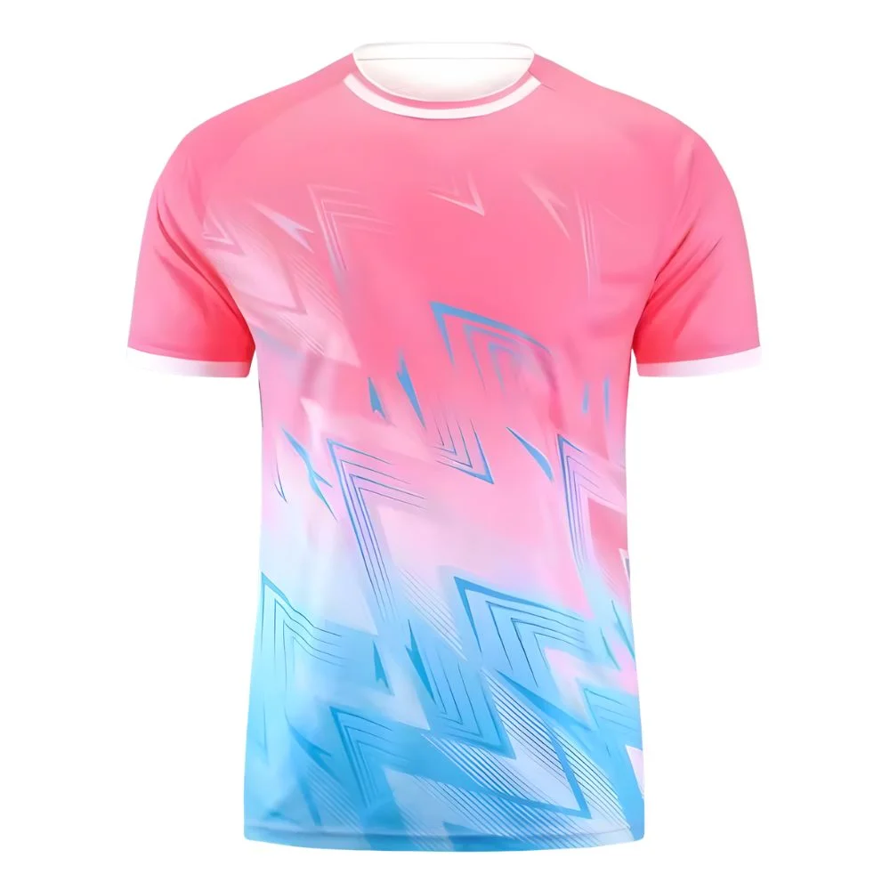 Men's Training Football Shirt — Pink & Ice Blue Gradient, Stretch Fabric - Front view