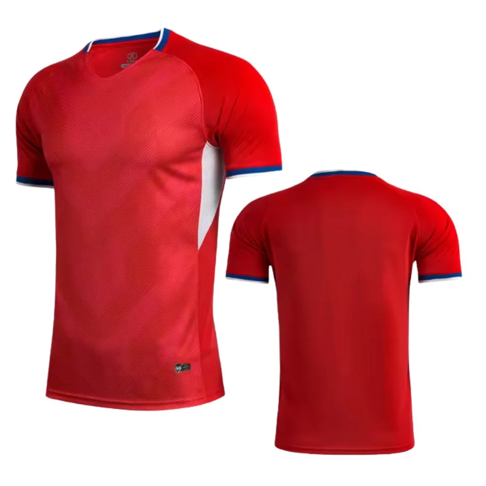 Men's Training Football Shirt — Scarlet Red, Breathable Mesh - Over view