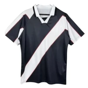Retro Men Shirt Polo Collar Black and white