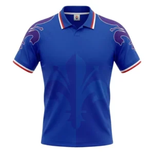 Retro Men Shirt Polo Collar Blue