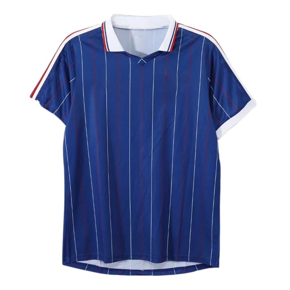 Retro Men Shirt Polo Collar Blue and Black