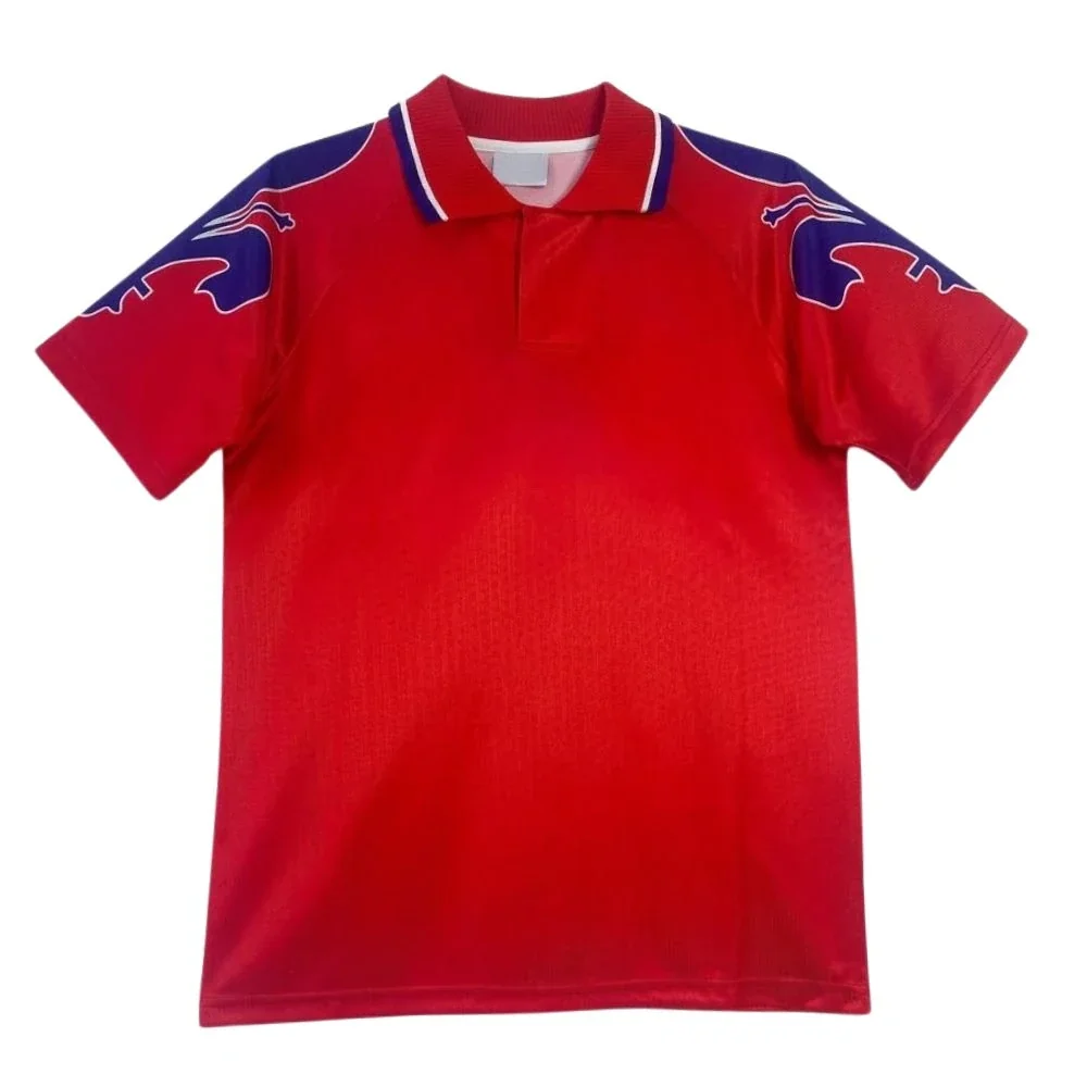 Retro Men Shirt Polo Collar Red