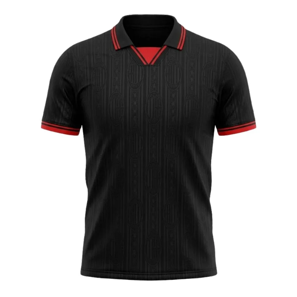 Retro Men Shirt Polo Collar black