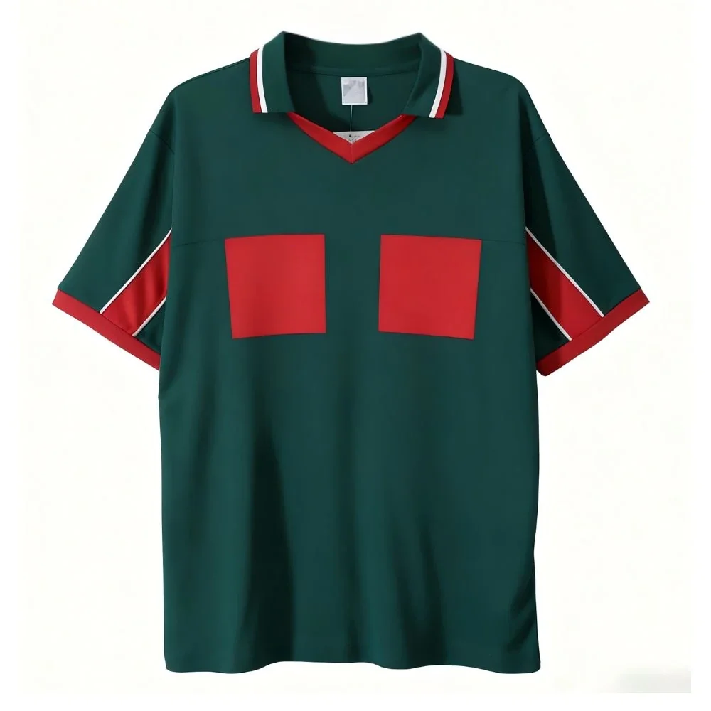 Retro Men Shirt Polo Collar dark green