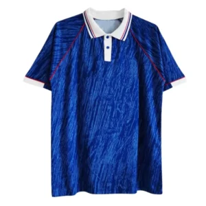 Retro Men Shirt Polo Collar navy and white