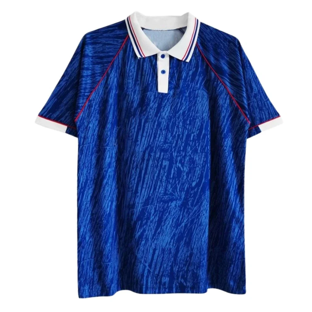 Retro Men Shirt Polo Collar navy and white