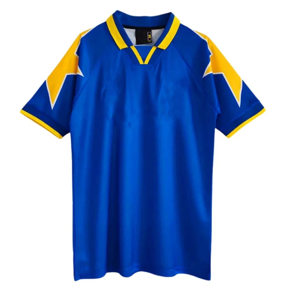 Retro Men Shirt Polo Collar navy and yellow