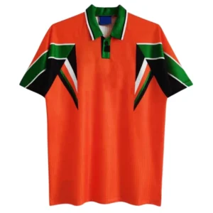 Retro Men Shirt Polo Collar orange green