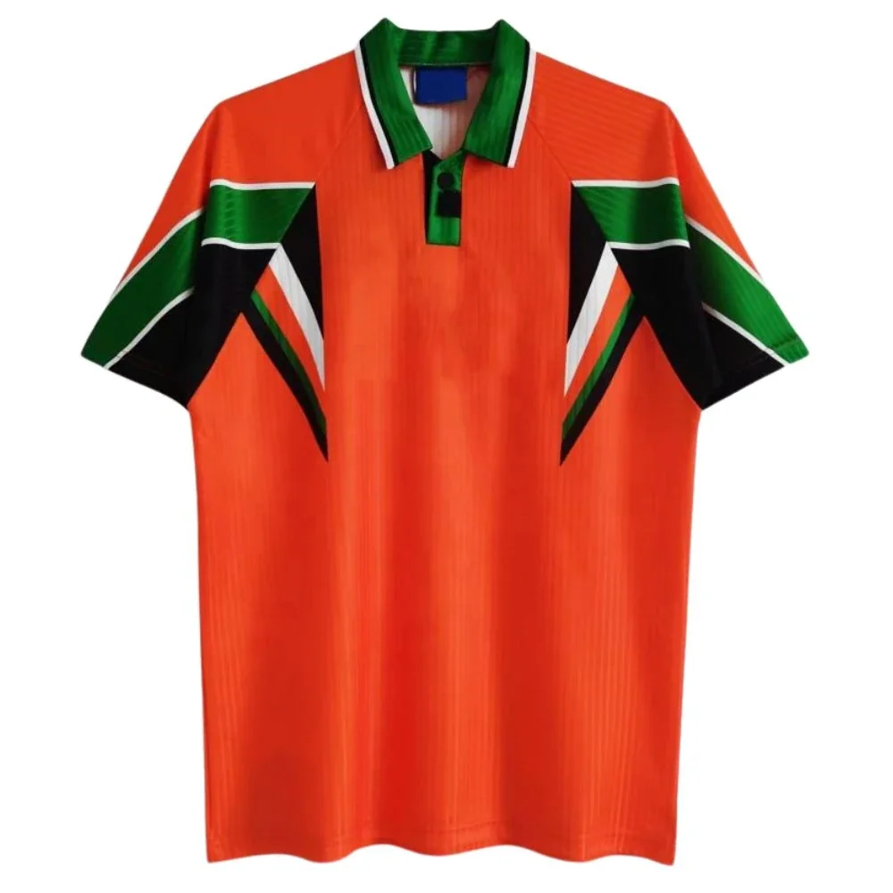 Retro Men Shirt Polo Collar orange green