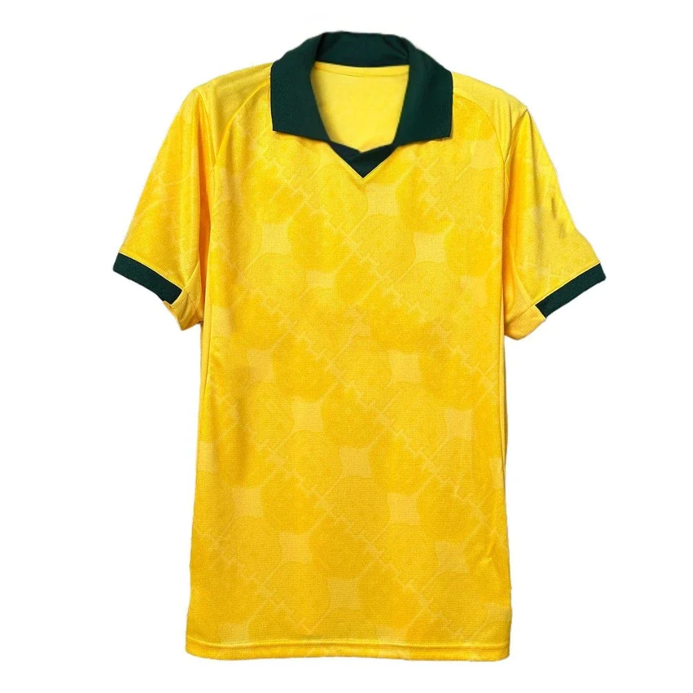 Retro Men Shirt Polo Collar yellow
