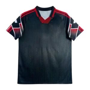 Retro Men Shirt V-Neck Collar black and red