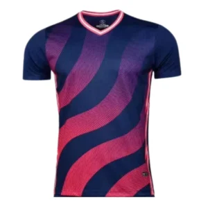 Retro Men Shirt V-Neck Collar red and navy