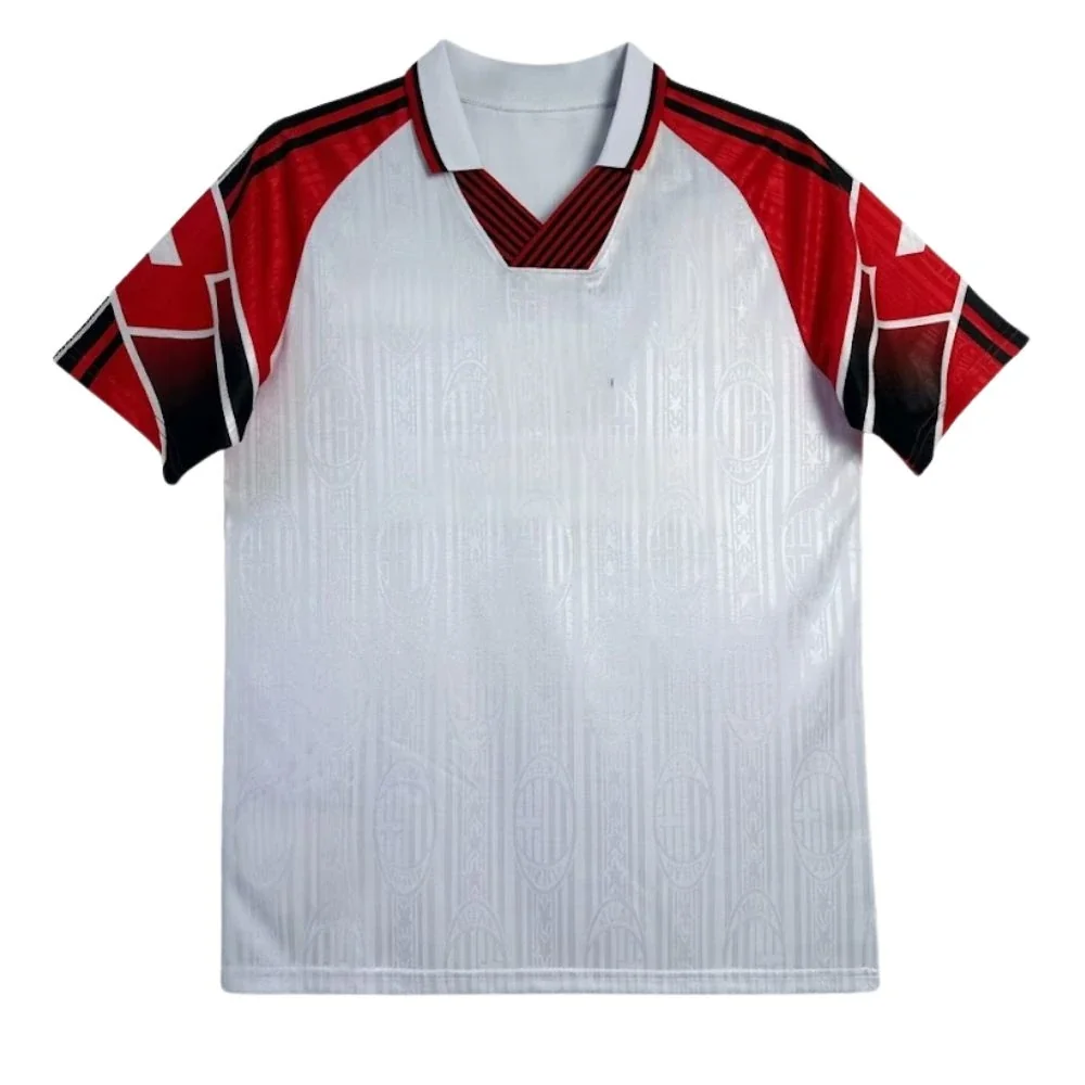 Retro Men Shirt V-Neck Collar white and red