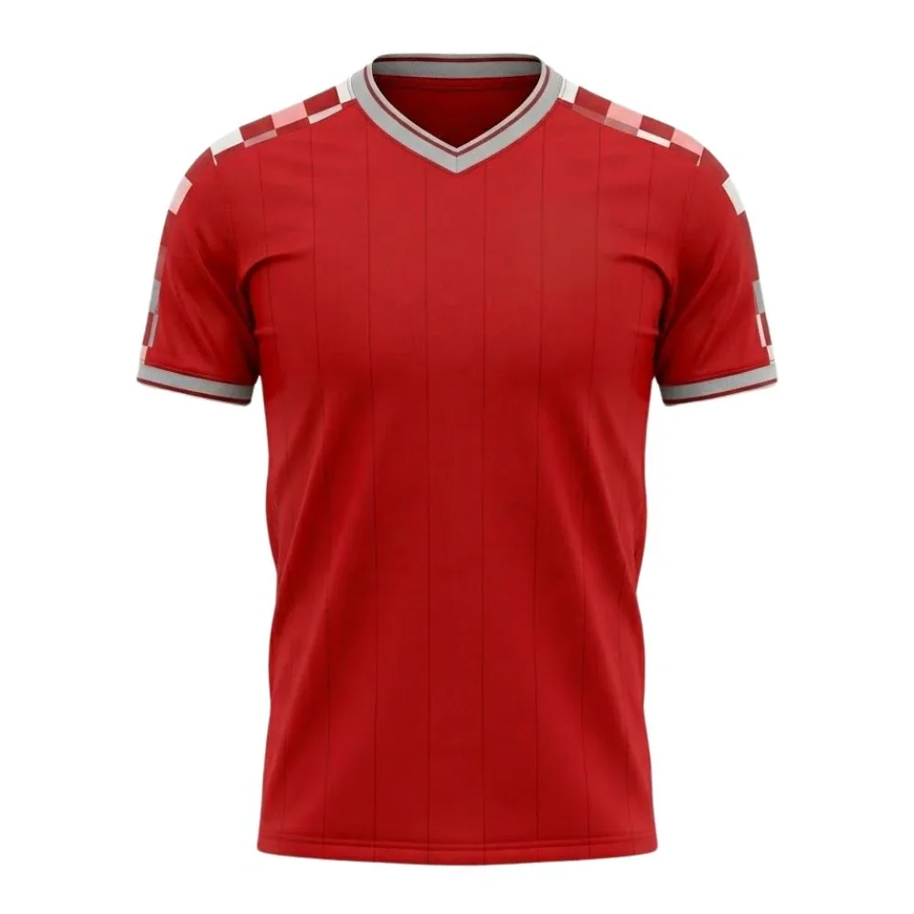 retro Classic Round Neck men shirt red